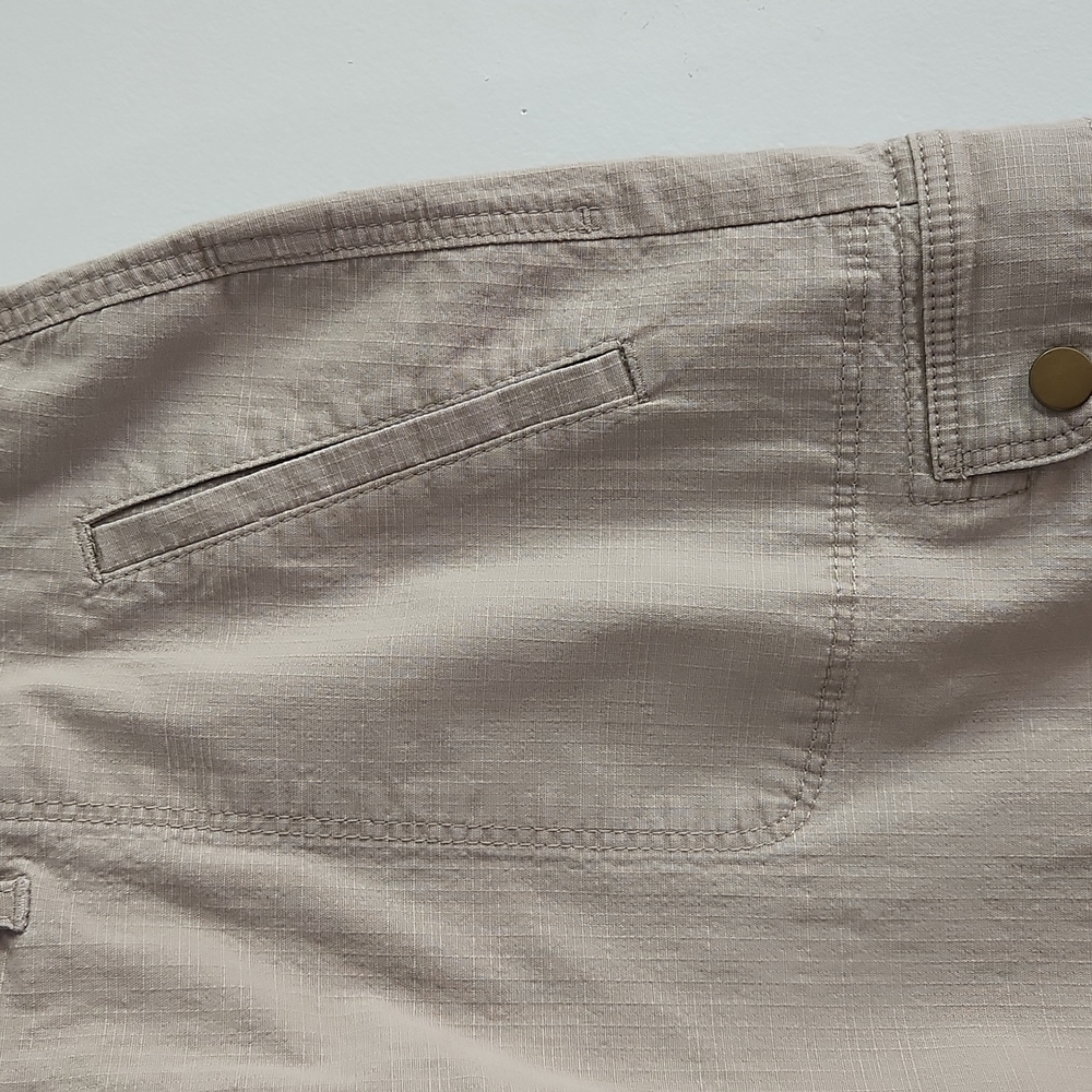 L.L.Bean Petite Sz 12 Tan Short Skirt, Zipper and 2 Snap Closure w 6 Pockets - Picture 3 of 12
